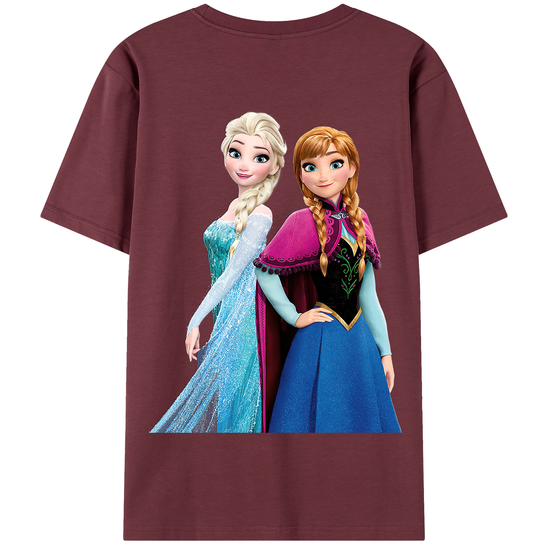 （画像用） アナと雪の女王 アンナ エルサ Frozen Anna Elsa 綿100％半袖Tシャツ（背面プリント）